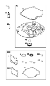Crankcase Cover/Sump Group Diagram and Parts List for 125P02-0021-H5 100000 - 19Z999 Briggs and Stratton Engine